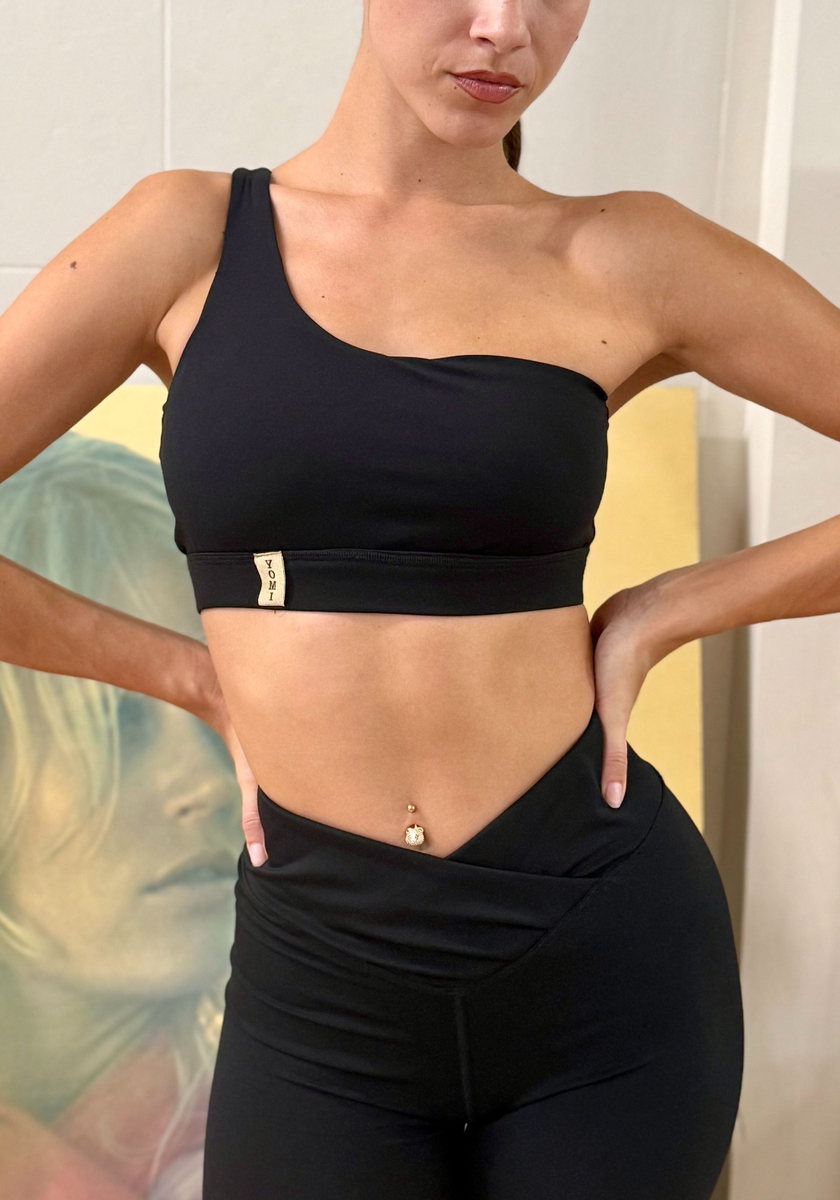 Signature One Shoulder Top Black