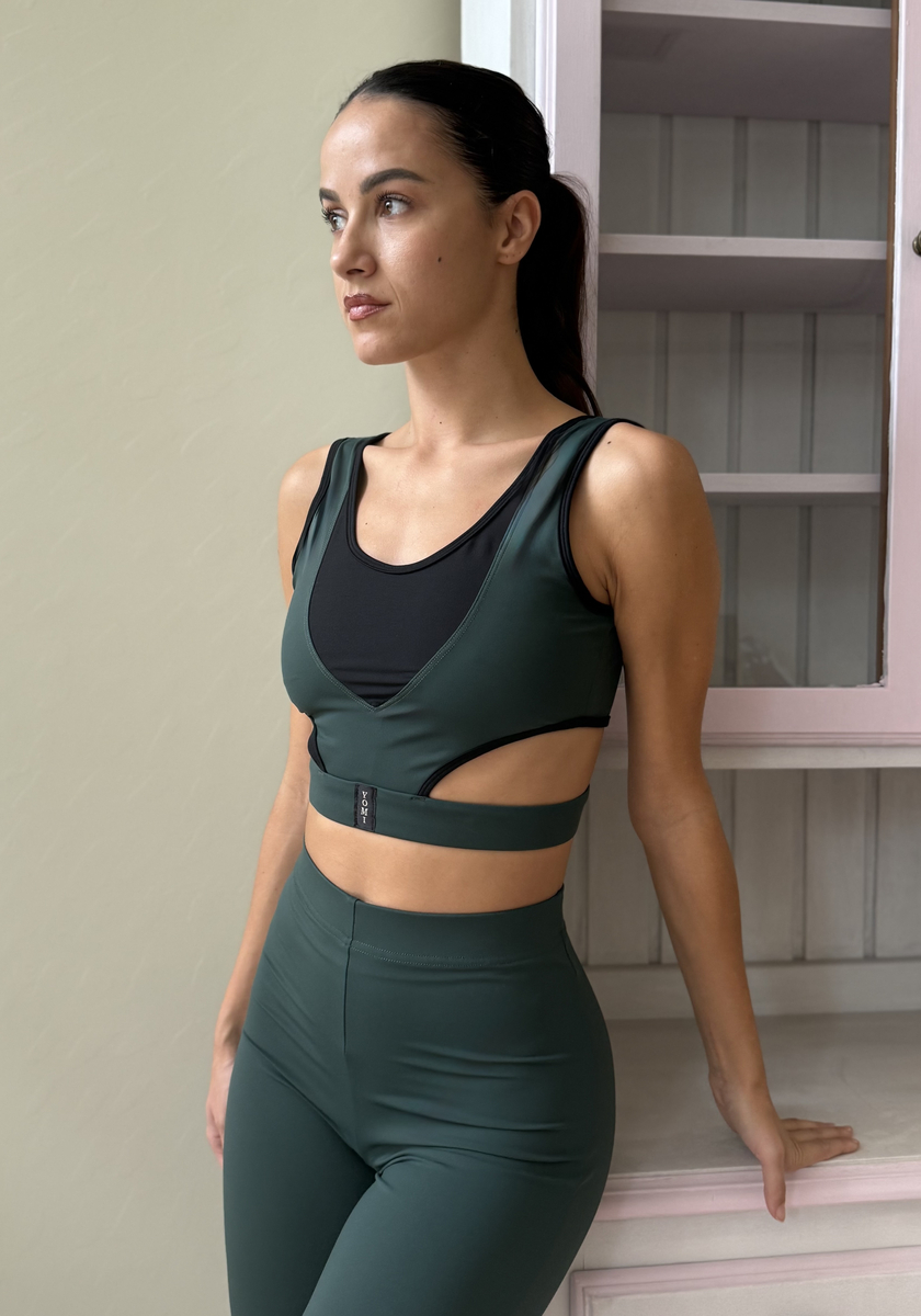 Vital Cut-Out Top Forest Green