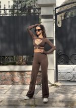 Elevate Pants Brown. High waisted & flared.