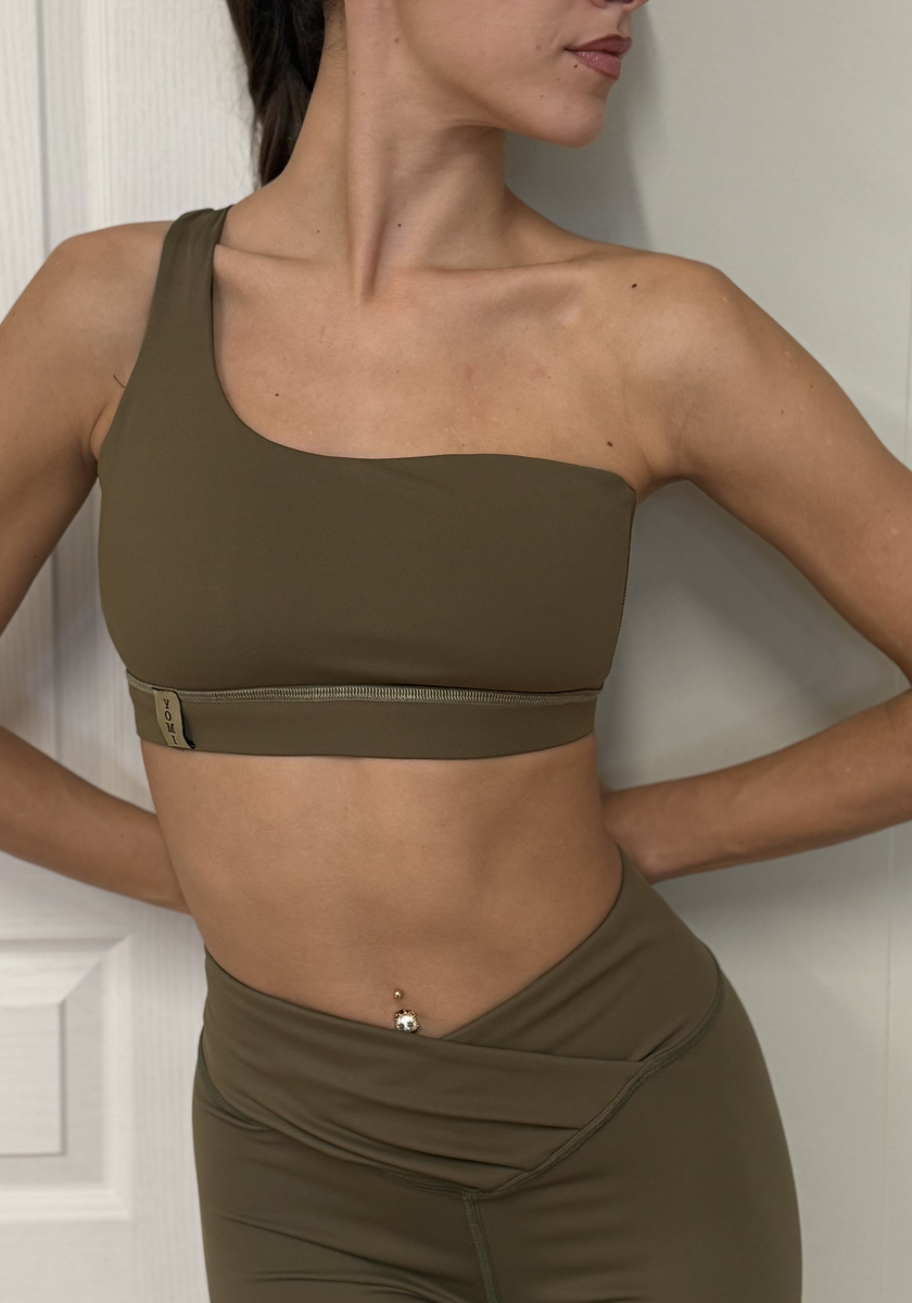 Signature One-Shoulder Top Olive