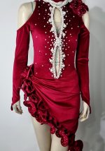 Red Velvet Dress with Pearls