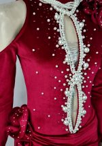 Red Velvet Dress with Pearls