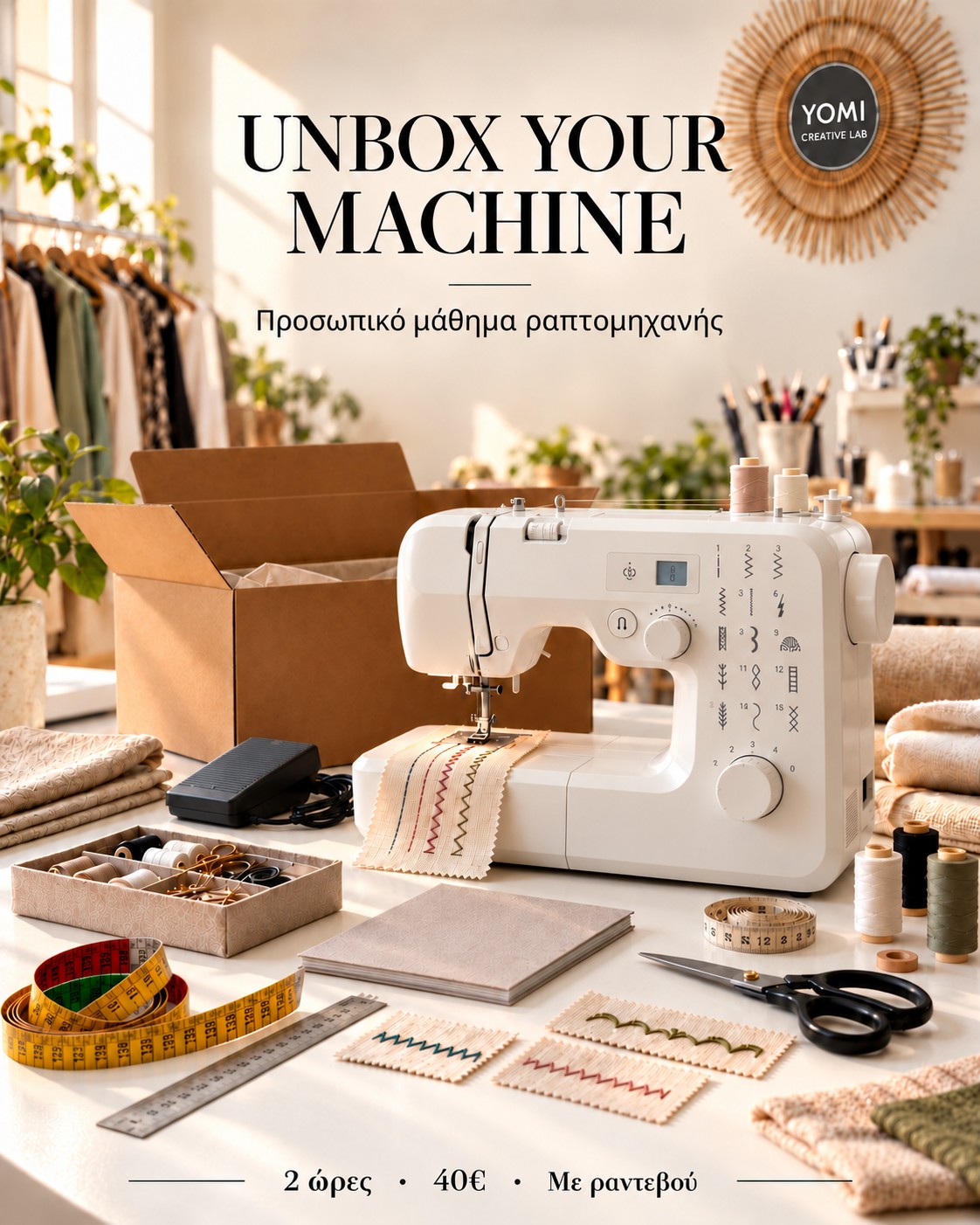 UNBOX YOUR MACHINE – προσωπικό workshop ραπτομηχανής στο YOMI Creative Lab